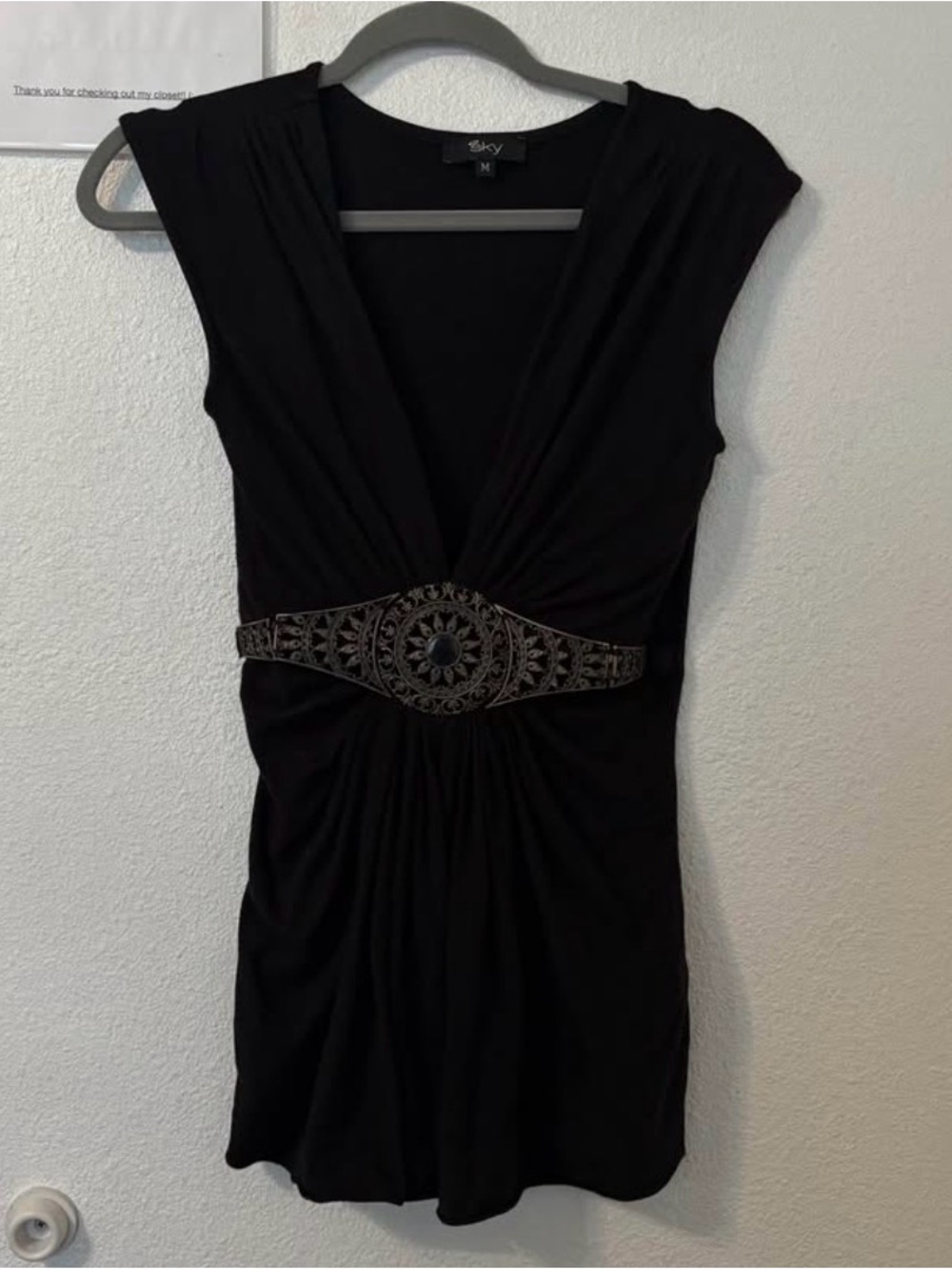 Sky Black top with Ornate Waist Detail